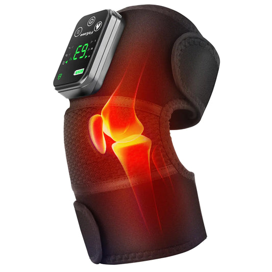Cordless Knee Massager with Heat and Vibration Knee Heating Pad for Knee Heated Knee Brace Heated Knee Massager Heated Knee Wrap Electric Knee Massage Black 1 Pack